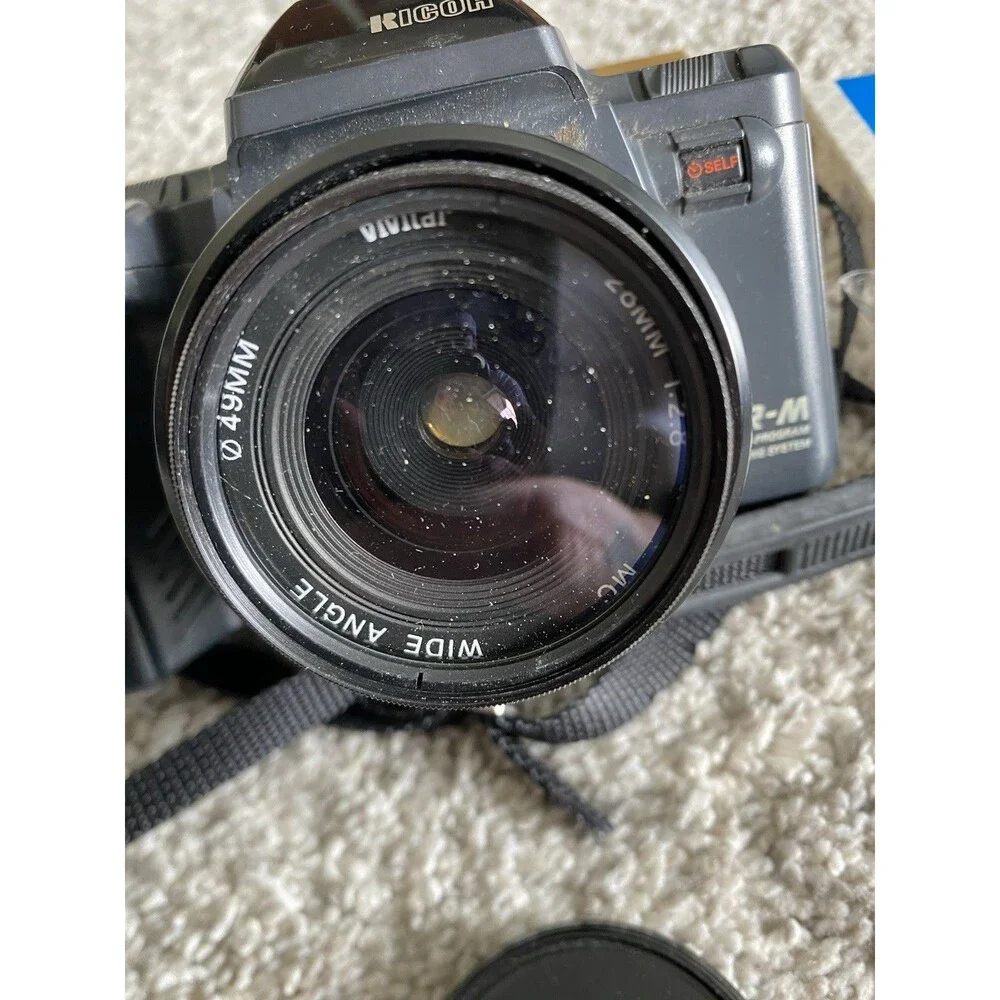 Vtg Ricoh XR-M Camera Bundle W strap & Rikenon + Vivitar Lenses + Filters Manual